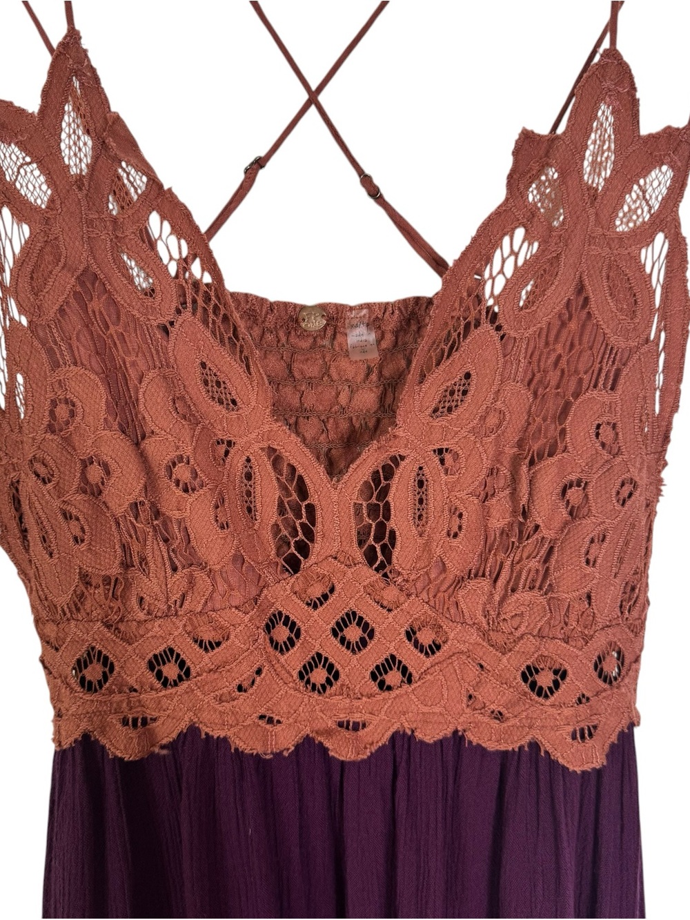 Free People Adella Boho Slip Mini Dress Copper Combo Size XS - Picture 7 of 12